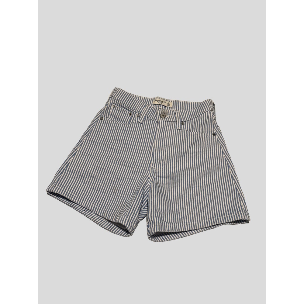 Abercrombie & Fitch The Dad Short High Rise  Stripe Blue White 23 000